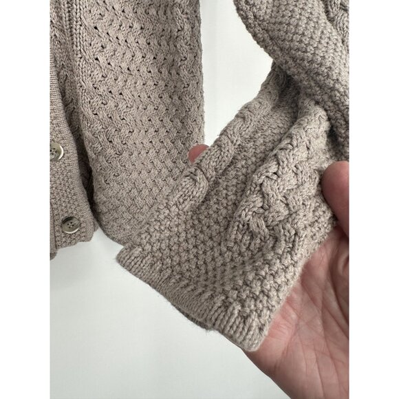 L.L Bean Women's Stitchworks chunky Fisherman sweater Cardigan size Medium - Picture 4 of 6